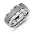 Men's grooved tungsten ring with brushed centre
