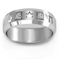 Men's Judaica ring with Chai, Star of David and Hamsa symbols