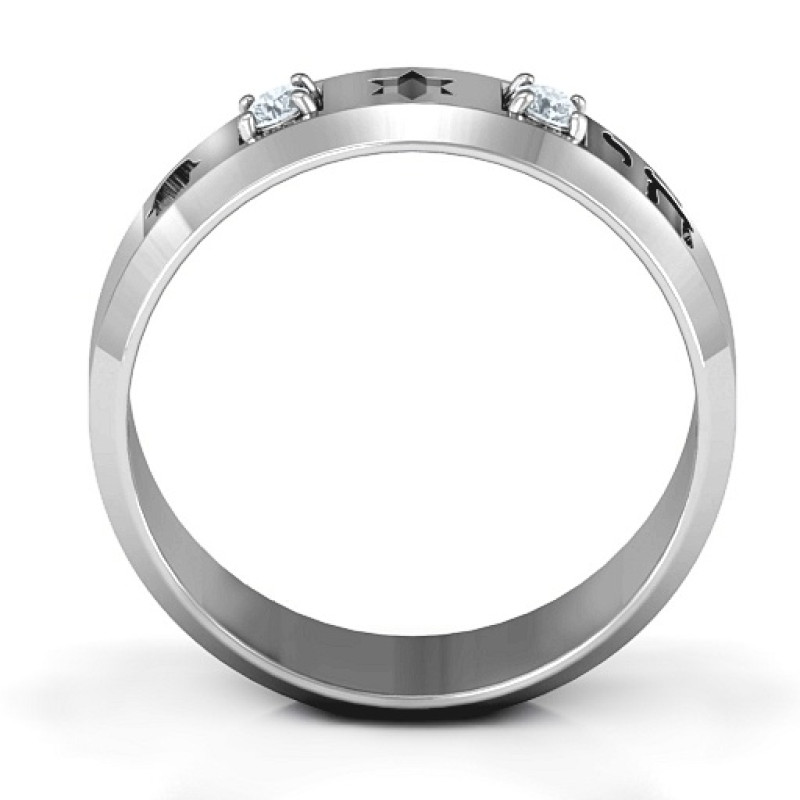 Men's Judaica ring with Chai, Star of David and Hamsa symbols