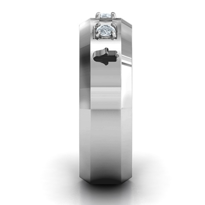 Men's Judaica ring with Chai, Star of David and Hamsa symbols