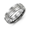 Men's modern beaded centre tungsten band ring