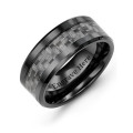 Men's Nightfall ceramic ring with black carbon fiber detail