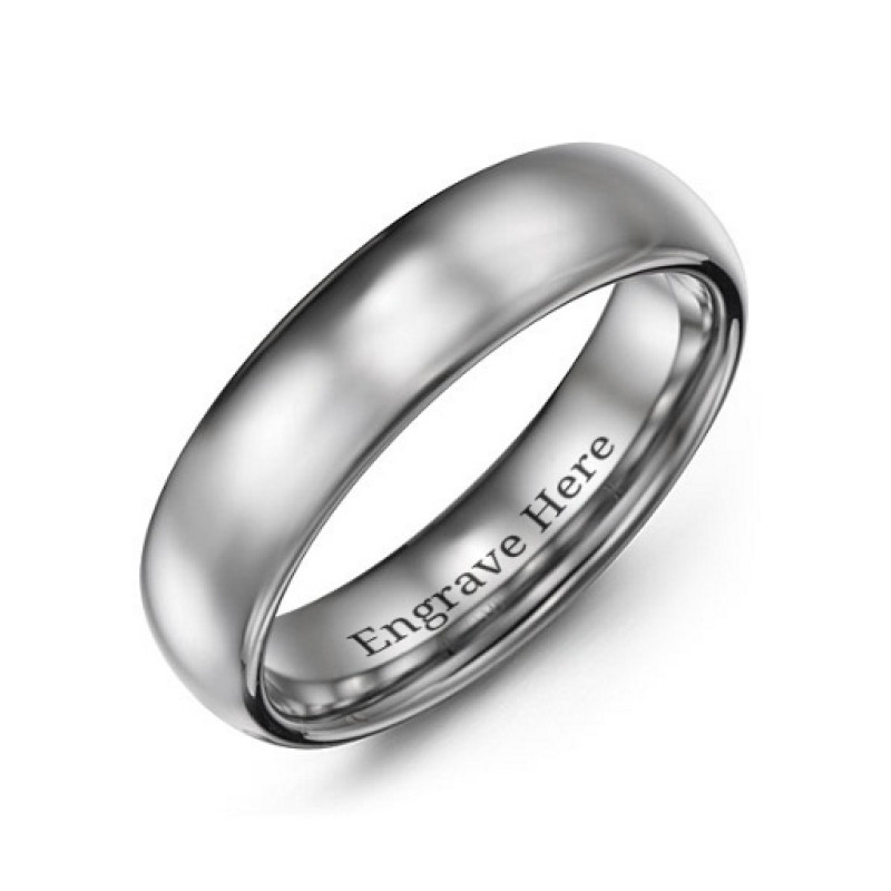 Men's 6 mm matte tungsten dome ring with polished insert