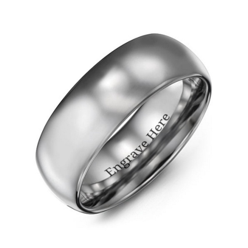Men's polished tungsten dome ring with an 8 mm width