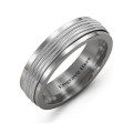 Men's ribbed centre tungsten band ring