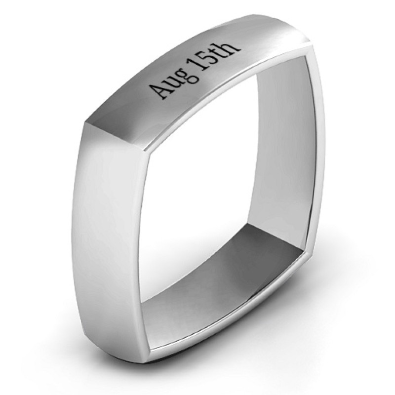 Men's Square Comfort-Fit Band View Men's square comfort-fit band ring view