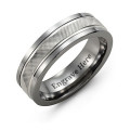 Men's textured diamond-cut ring with polished edges