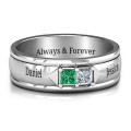 Men's Timeless Romance Ring Men's Timeless Romance Ring with two princess-cut gemstones and a curved triangular-detail band