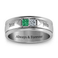 Men's Timeless Romance Ring Men's Timeless Romance Ring with two princess-cut gemstones and a curved triangular-detail band