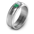Men's Timeless Romance Ring Men's Timeless Romance Ring with two princess-cut gemstones and a curved triangular-detail band
