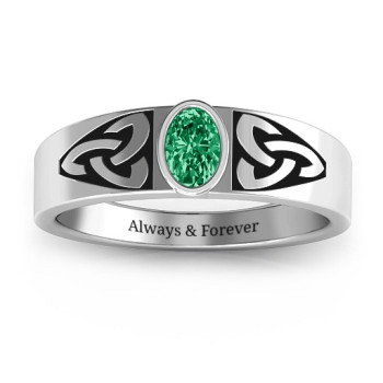 Men's Trinity Knot Ring With Oval Stone