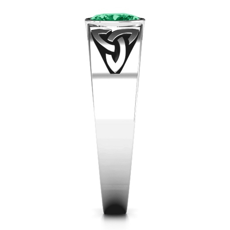 Men's Trinity Knot Ring with Oval Stone Men's Trinity Knot Ring with oval centre stone