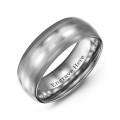 Men's tungsten ring with polished edges and three satin centre stripes