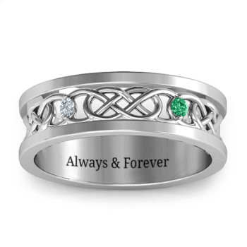 Men's Two-Stone Interwoven Infinity Band Men's Two-Stone Interwoven Infinity Band