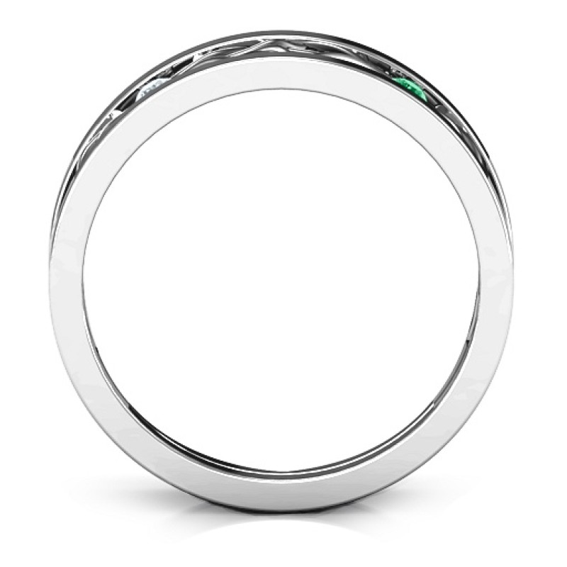 Men's two-stone interwoven infinity band ring side view