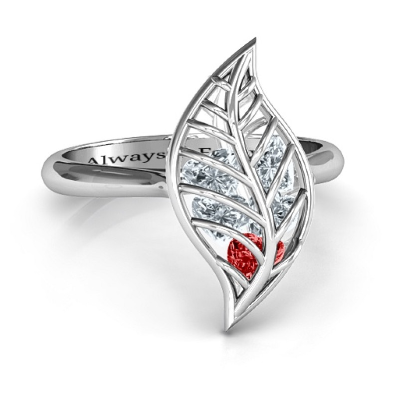 Mint to Be Cage Leaf Ring with heart-cut stones