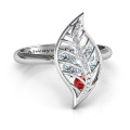 Mint to Be Cage Leaf Ring with heart-cut stones and round accents