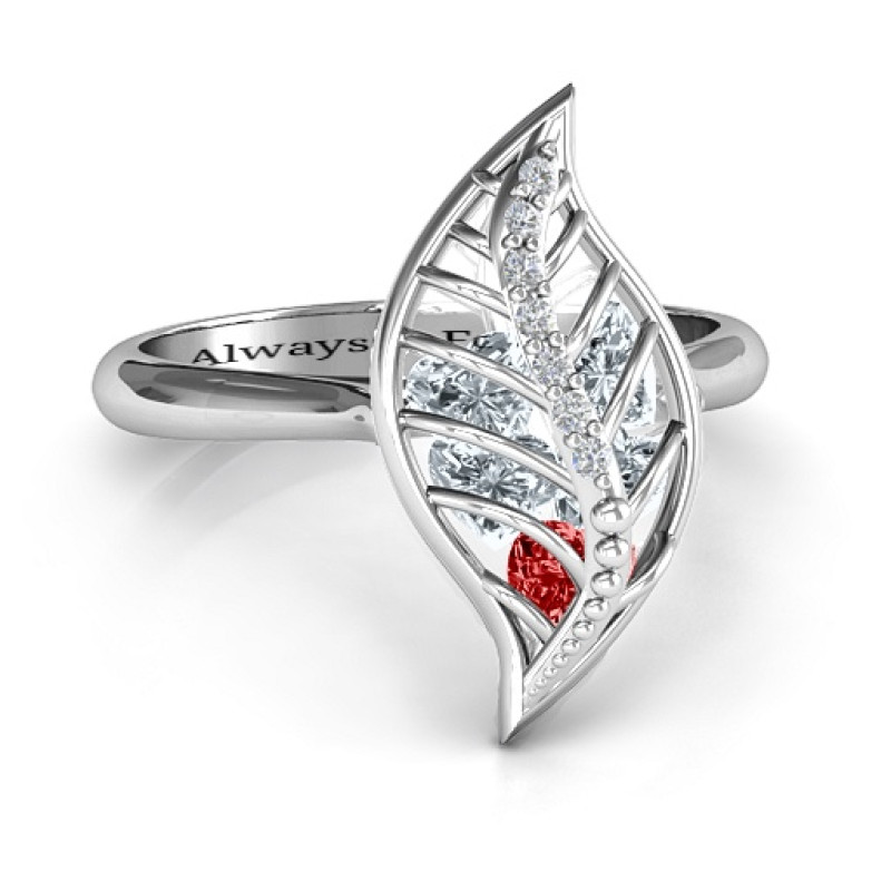 Mint to Be Cage Leaf Ring with heart-cut stones and round accents