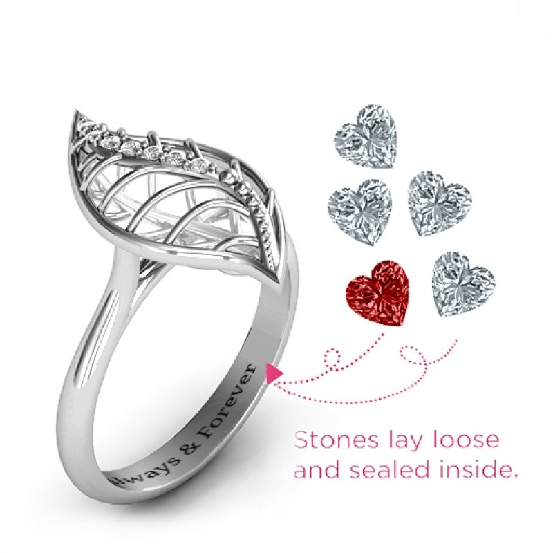 Mint to Be Cage Leaf Ring with Accents detail view
