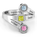 Modern Birthstone Ring with a central stone and two side stones