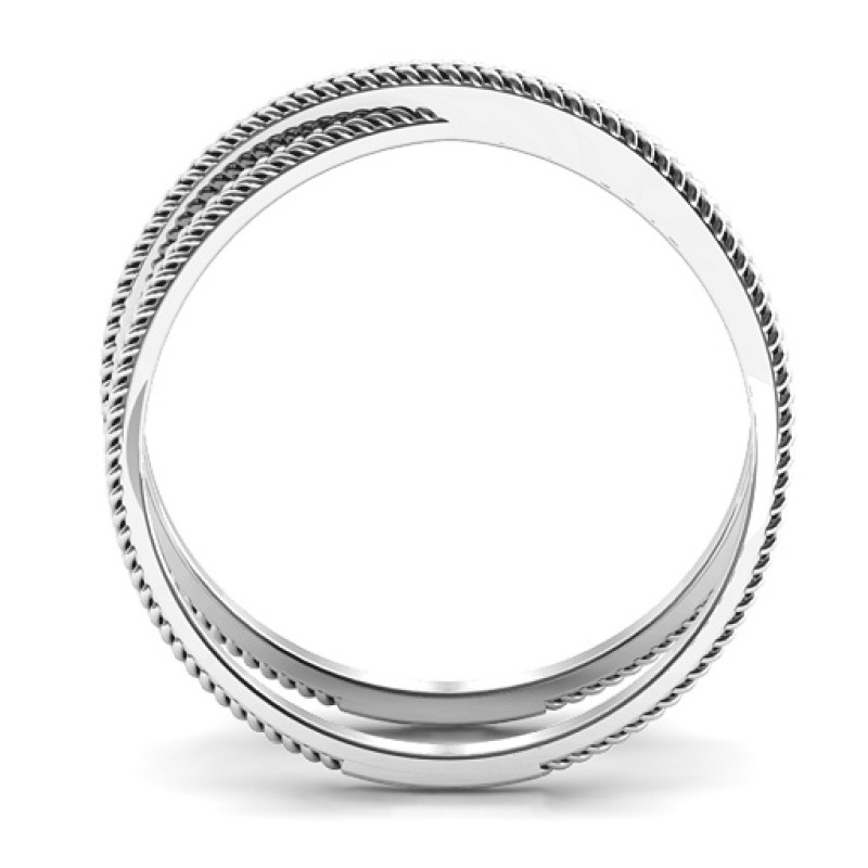 Modern crossover ring with braided detail