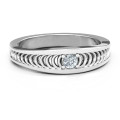 Modern Elegance Band Ring with open ribbing and a round centre stone