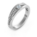 Modern Elegance Band Ring with open ribbing and a round centre stone