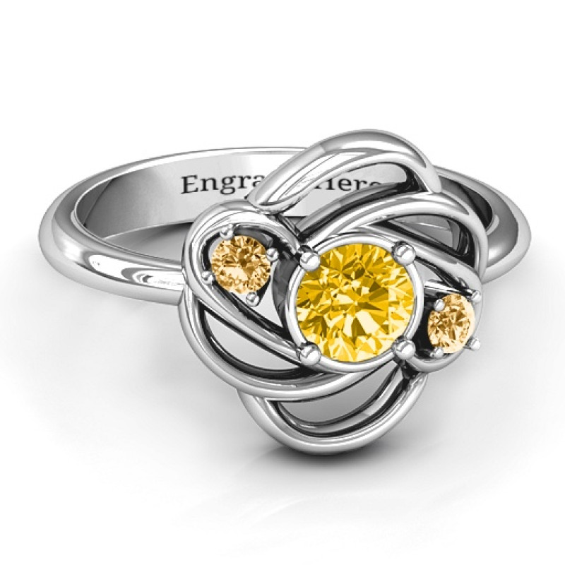 Multi Stone Love Knot Ring Multi Stone Love Knot Ring with centre stone and two side stones