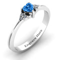 Narrow heart ring with shoulder accent stones