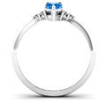 Narrow heart ring with shoulder accent stones