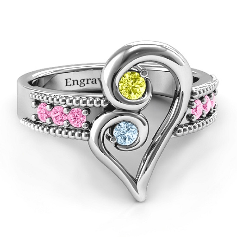 Nesting Love Ring with birthstone, metal and engraving customisation options