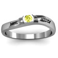 Open Bezel Set Swirl Ring with curved swirl band and round centre stone