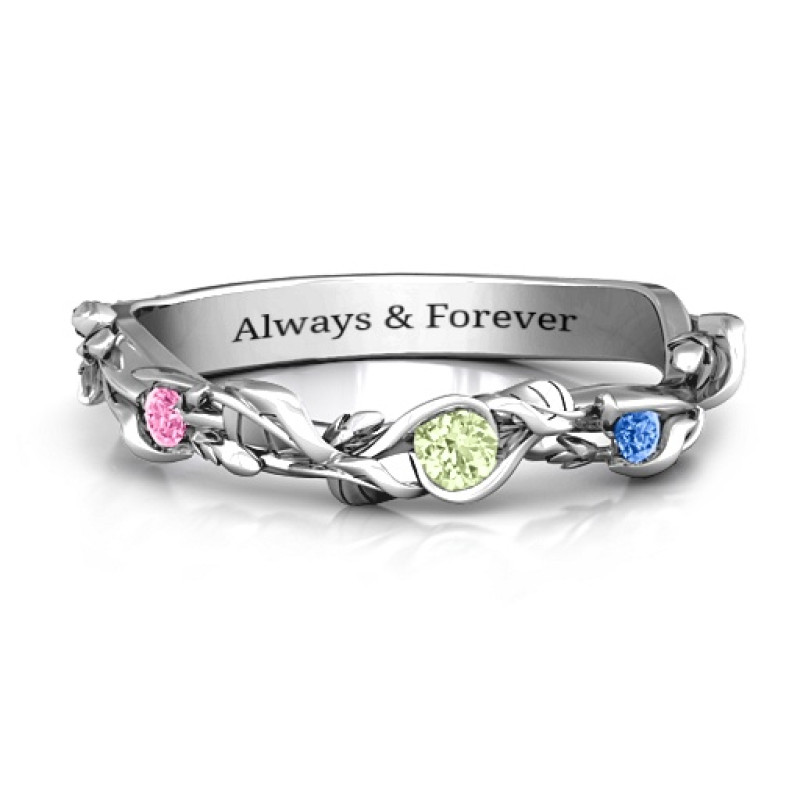 Organic Leaf Accented Band personalised ring