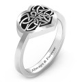 Celtic Heart Ring Detail Celtic Trinity Knot detail on oxidized silver heart ring