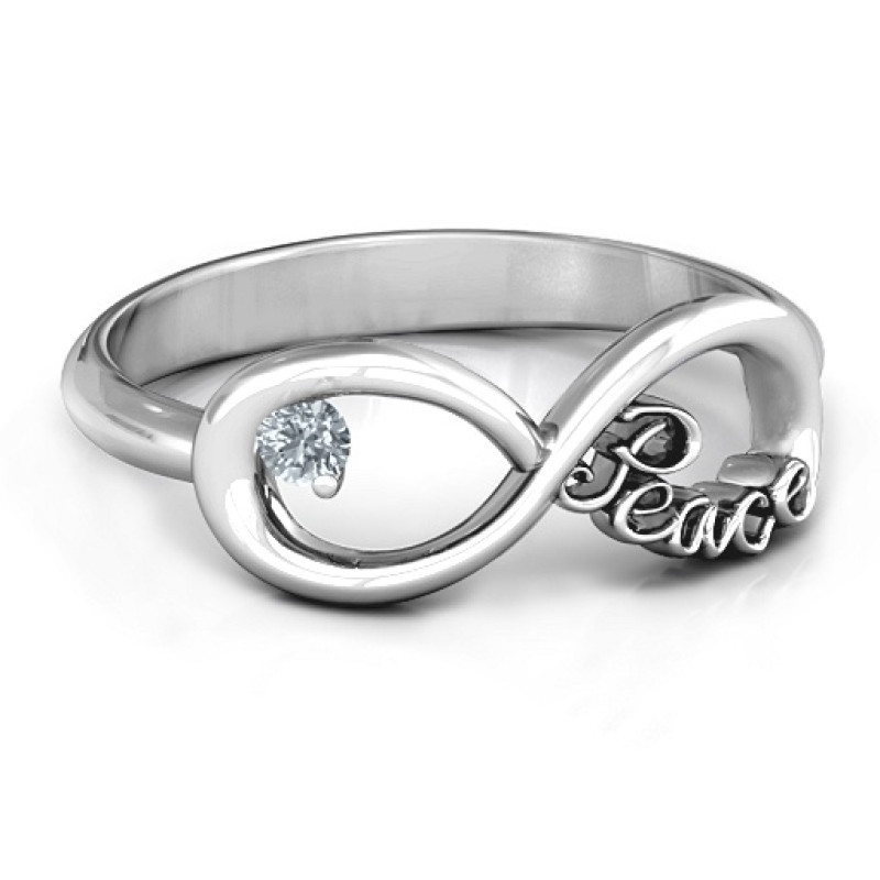 Peace Infinity Ring with a round stone