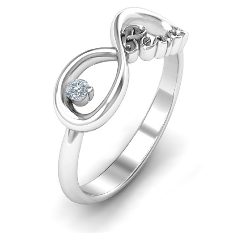 Peace Infinity Ring with a round stone