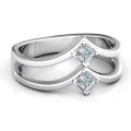 Peaks and Valleys Geometric Ring with Princess Stones Peaks and Valleys geometric ring with two princess-cut stones