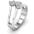 Peaks and Valleys Geometric Ring - Detail View Peaks and Valleys geometric ring with princess-cut stones, detail view