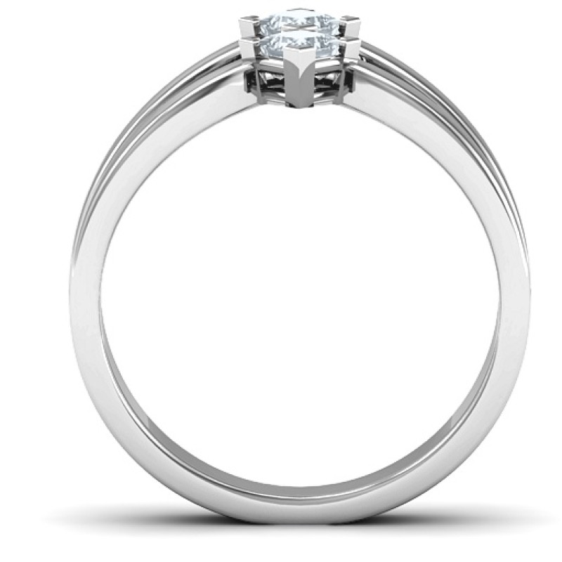 Peaks and Valleys Geometric Ring - Alternate Angle Peaks and Valleys geometric ring with princess-cut stones, alternate angle