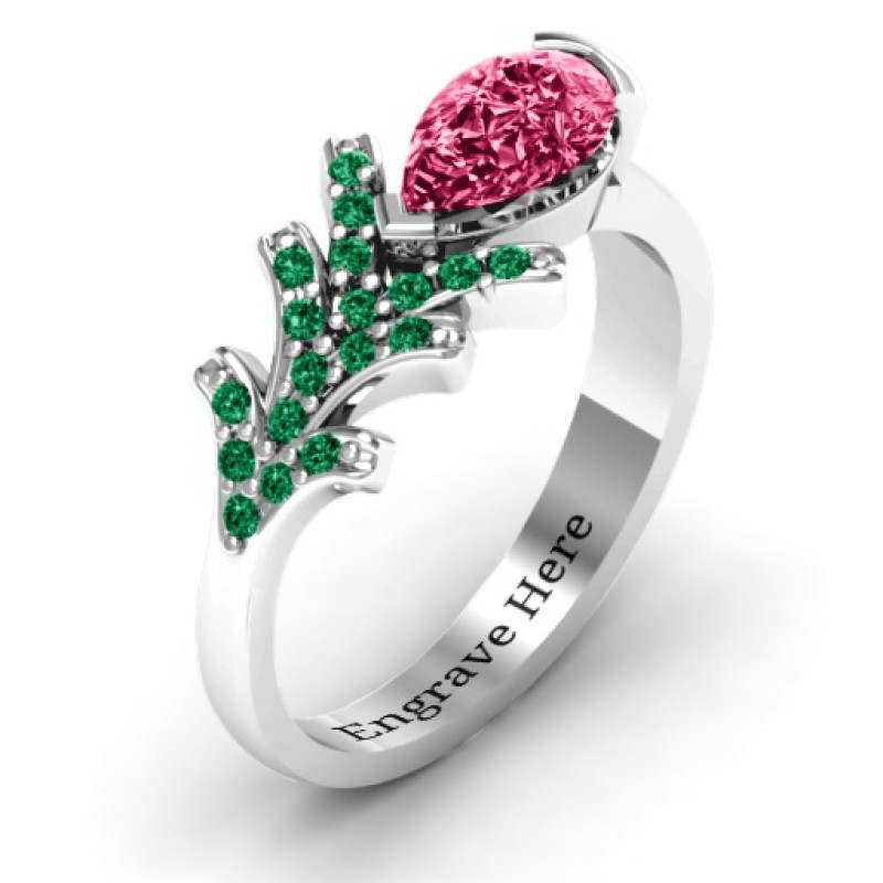Personalised Pear Tree Ring Pear Tree Ring with a pear-shaped zirconia centre stone and round accents