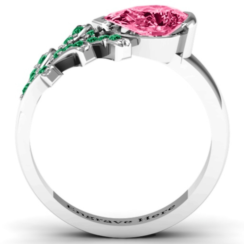 Personalised Pear Tree Ring Pear Tree Ring with a pear-shaped zirconia centre stone and round accents