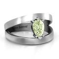 Pear With Flair ring with a pear-cut stone and split-shank detailing