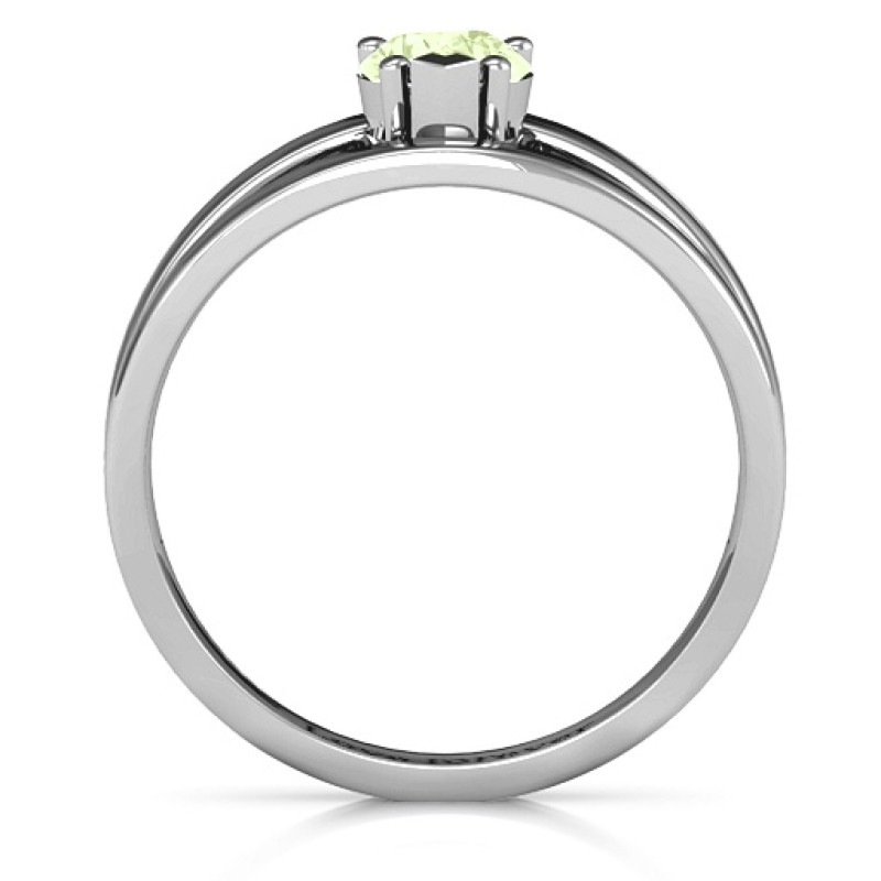 Pear With Flair ring with a pear-cut stone and split-shank detailing