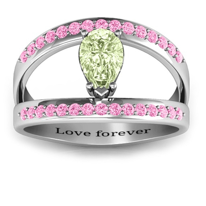 Pear With Flair Ring with Accents Pear-cut ring with accent stones