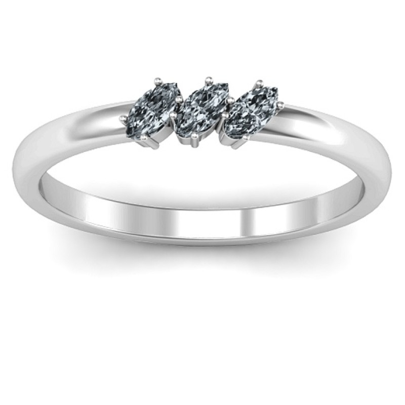 Petit Marquise Trio Ring Petit Marquise Trio Ring with three marquise-cut stones