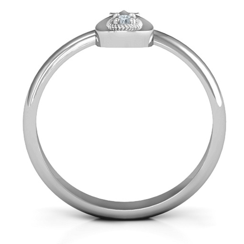 Pomegranate Ring with Chai Symbol Pomegranate Ring with Chai symbol and round stone