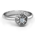 Pomegranate with filigree ring featuring a round centre stone