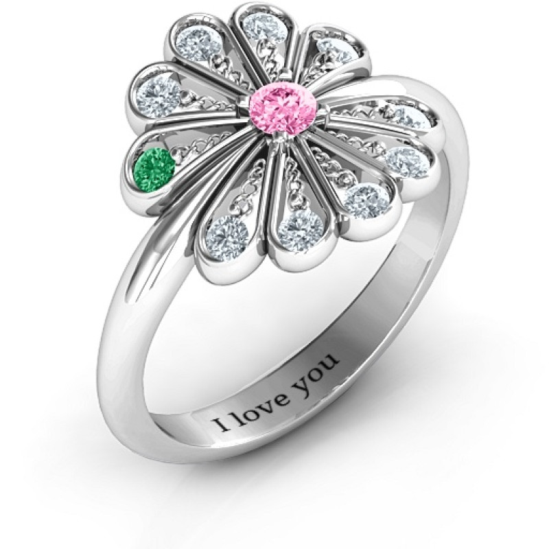 Pretty As A Peacock Ring Detail Pretty As A Peacock personalised birthstone ring detail