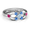 Princess Centre Infinity Ring with square centre stone and surrounding round stones