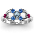 Princess Centre Infinity Ring with square centre stone and surrounding round stones